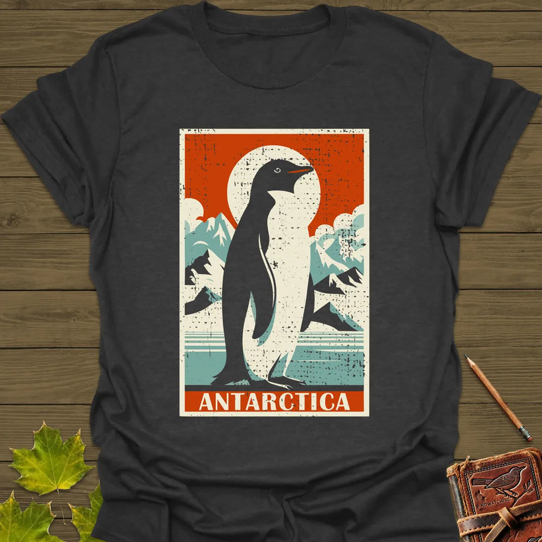 Penguin Travel Poster T-Shirt Dark Heather