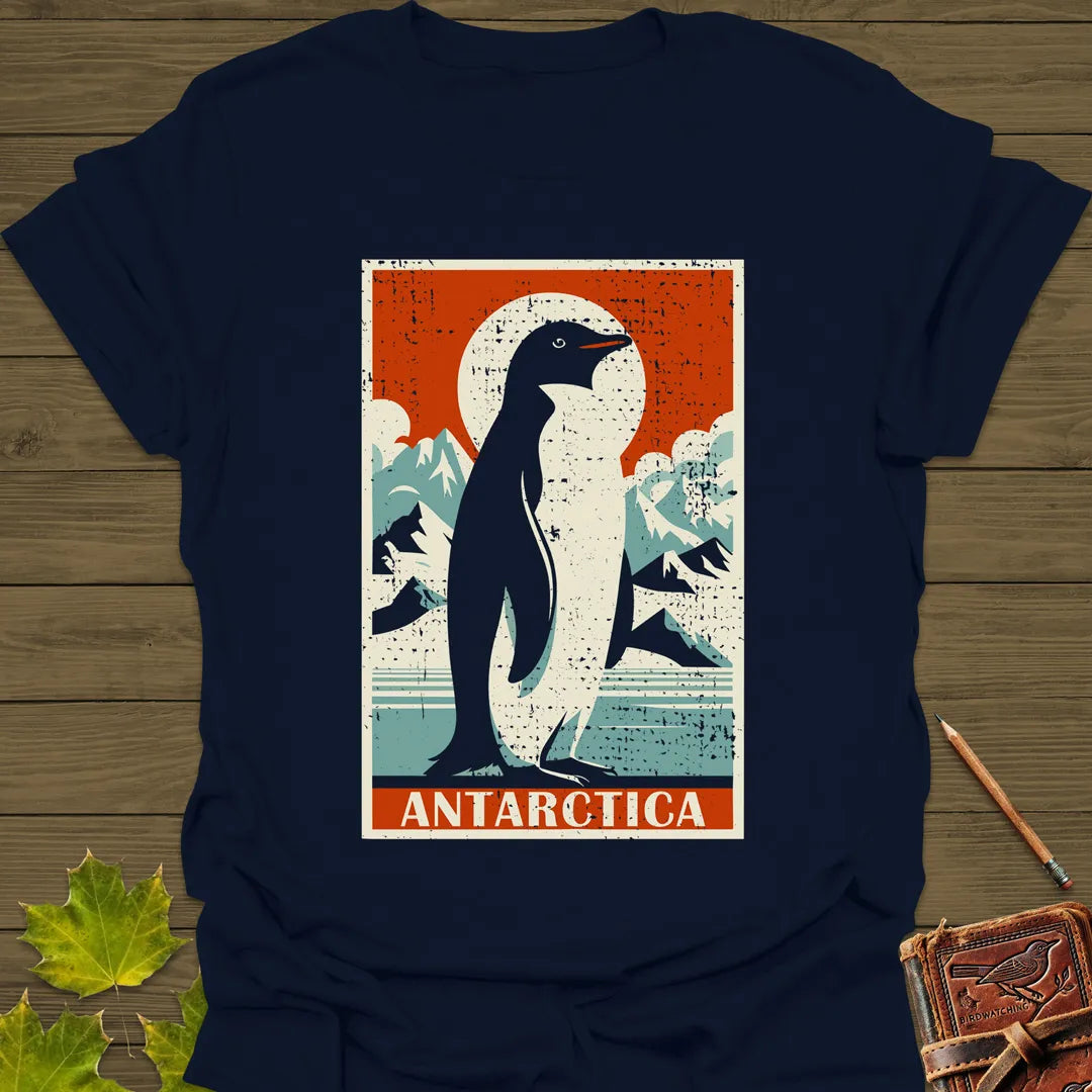 Penguin Travel Poster T-Shirt Navy