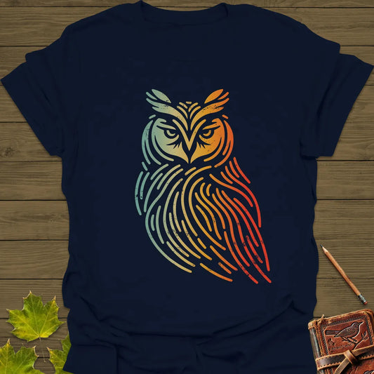 Modern Owl Silhouette T-Shirt Navy