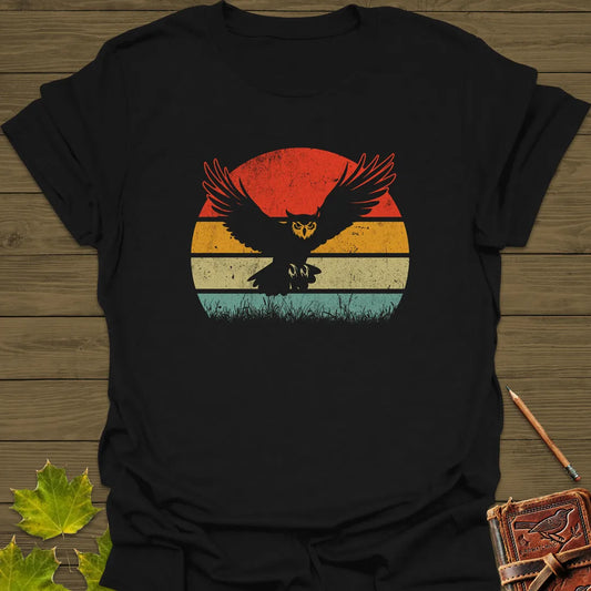Sunset Flight Owl Silhouette T-Shirt Black