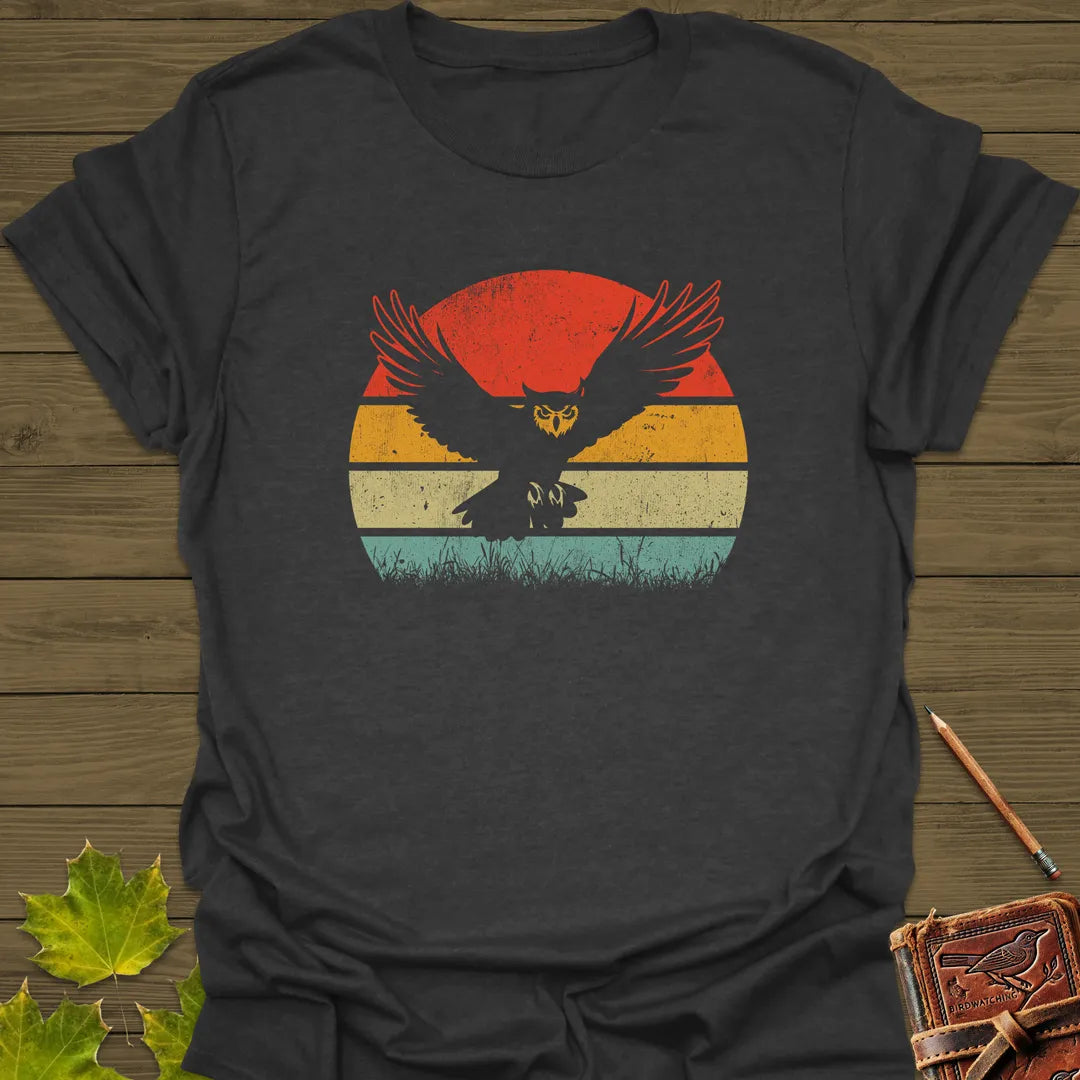 Sunset Flight Owl Silhouette T-Shirt Dark Heather