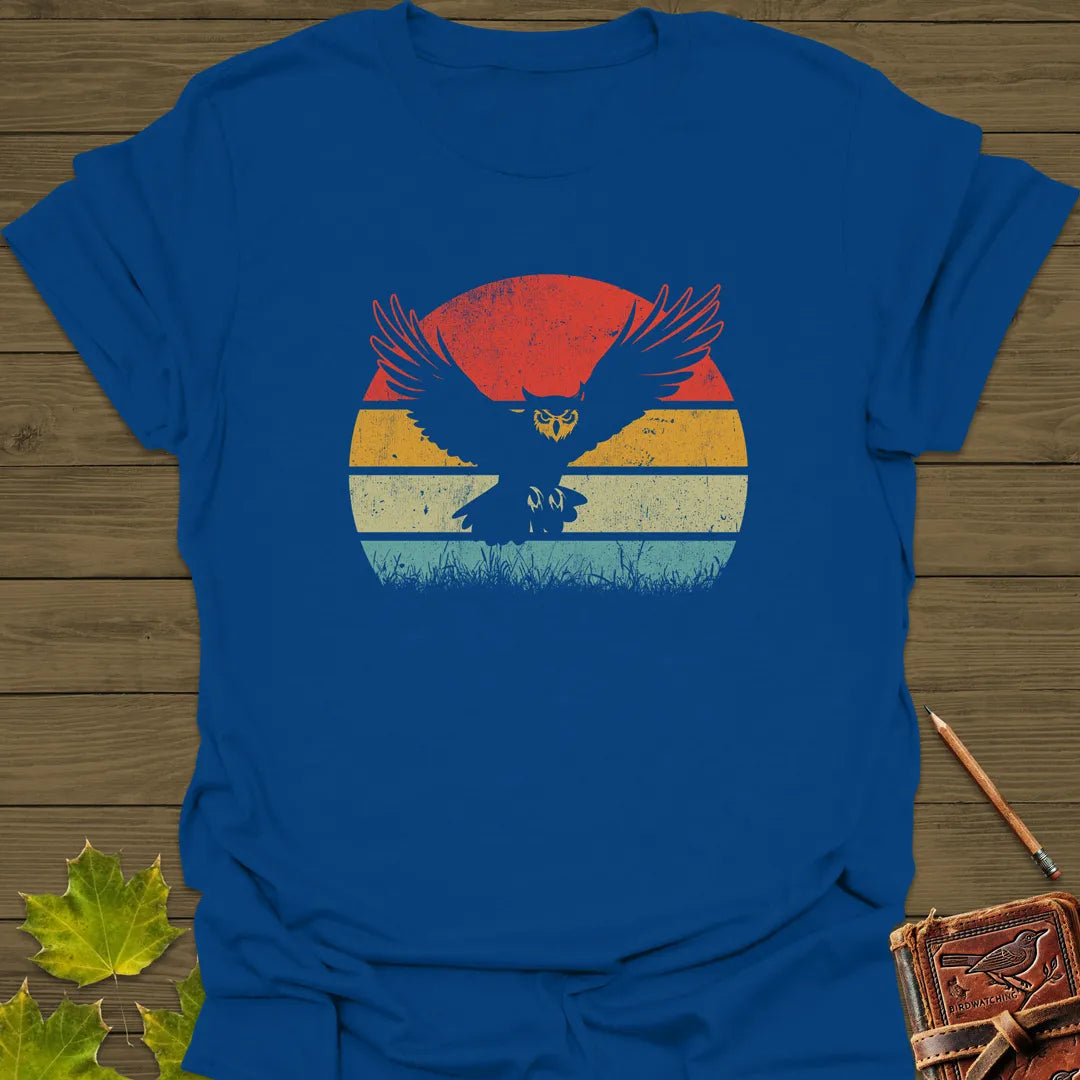 Sunset Flight Owl Silhouette T-Shirt Royal