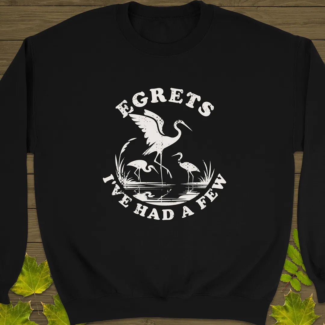 Egret Bird Pun Crewneck Sweatshirt Black
