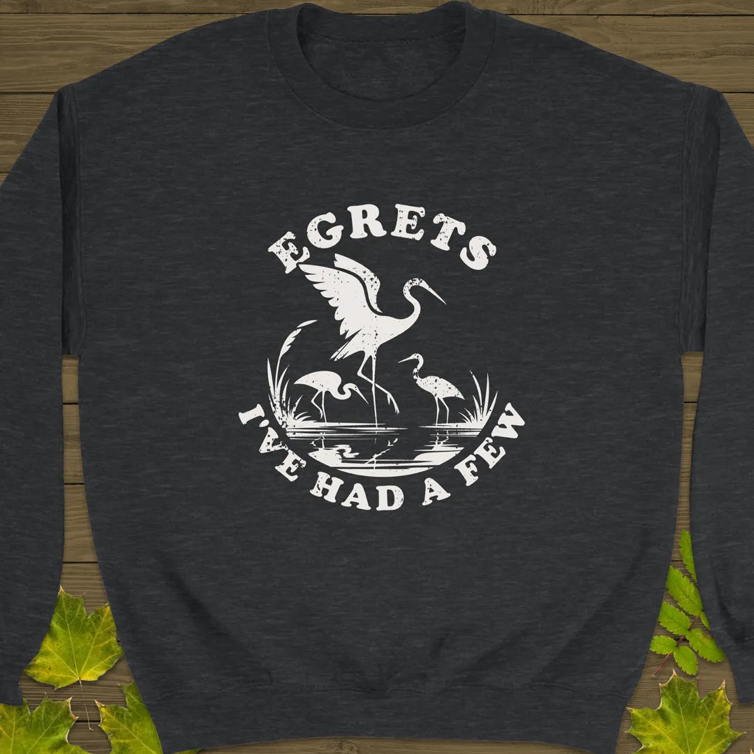 Egret Bird Pun Crewneck Sweatshirt Dark Heather