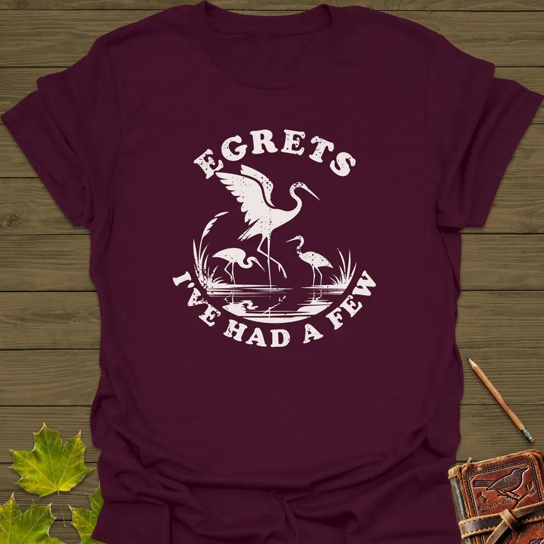 Egret Bird Pun T-Shirt Maroon