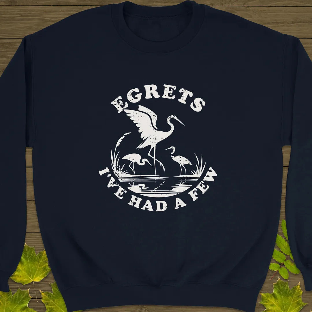 Egret Bird Pun Crewneck Sweatshirt Navy