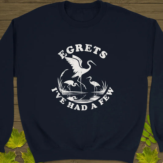 Egret Bird Pun Sweatshirt Navy