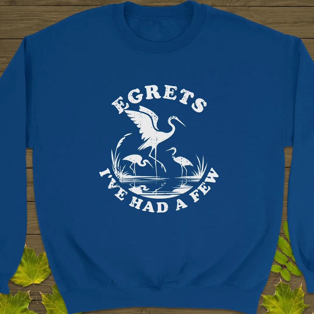 Egret Bird Pun Crewneck Sweatshirt Royal