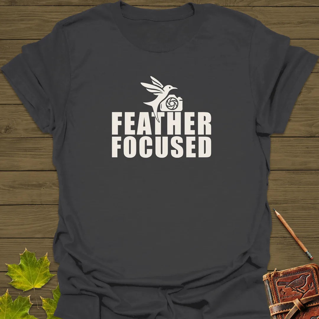 Feather Focused Bird Photography T-Shirt Charcoal