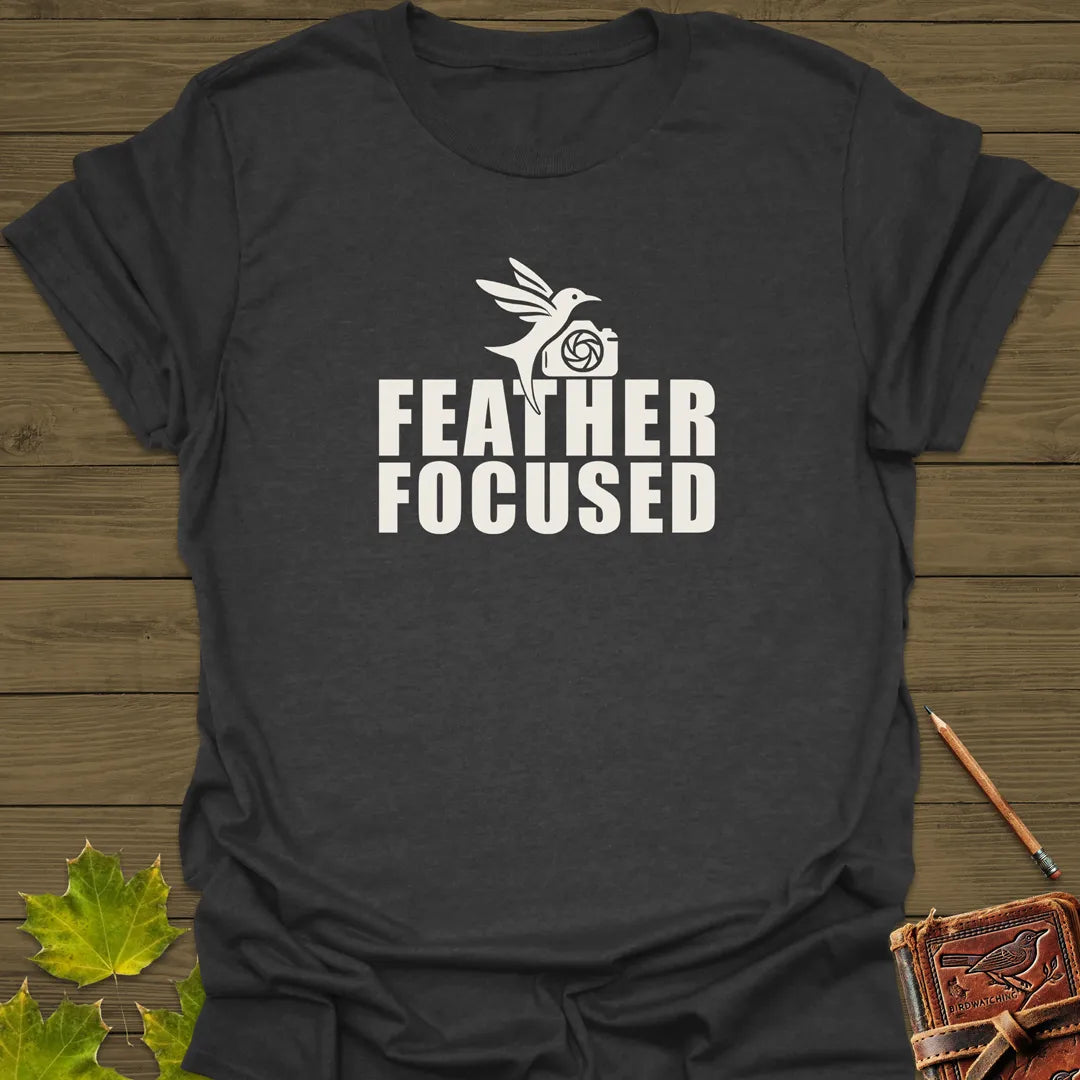 Feather Focused Bird Photography T-Shirt Dark Heather