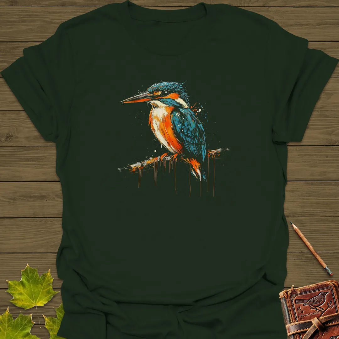 Graffiti Kingfisher T-Shirt Forest Green