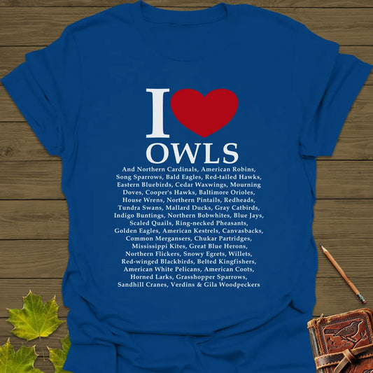I Love Owls T-Shirt Royal