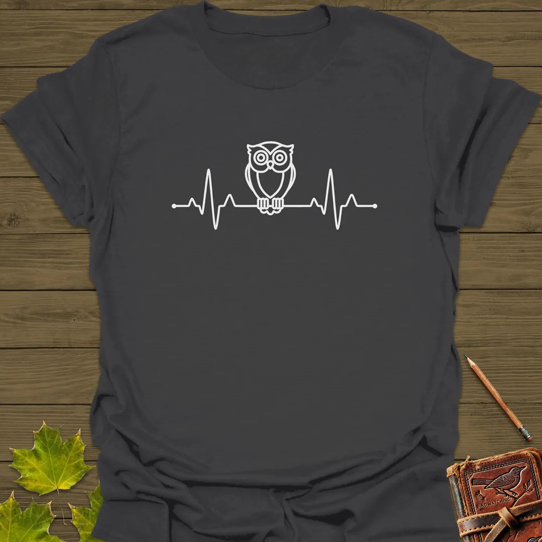 Owl Heartbeat T-Shirt Charcoal