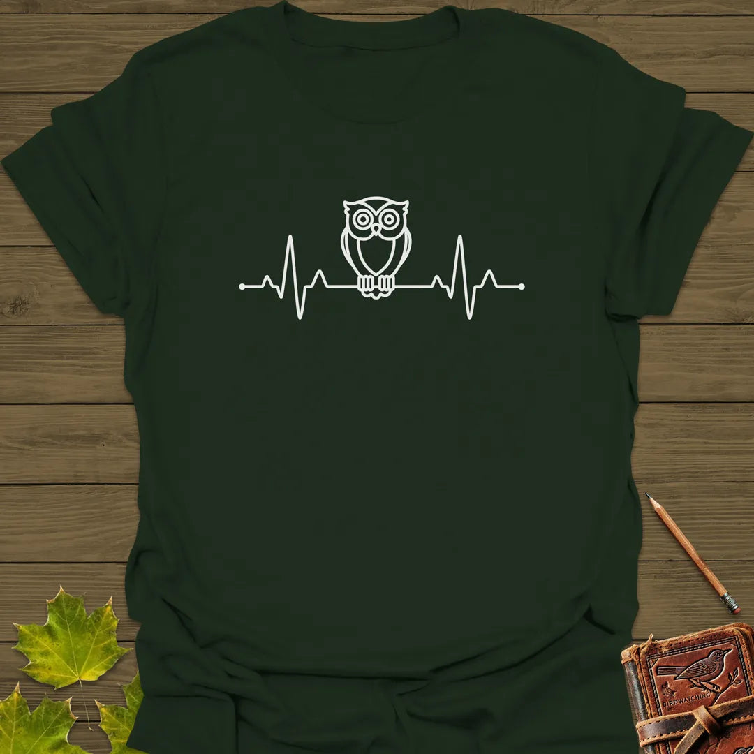 Owl Heartbeat T-Shirt Forest Green