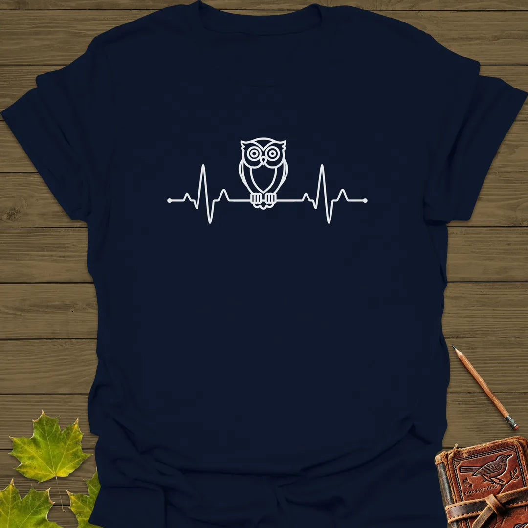 Owl Heartbeat T-Shirt Navy