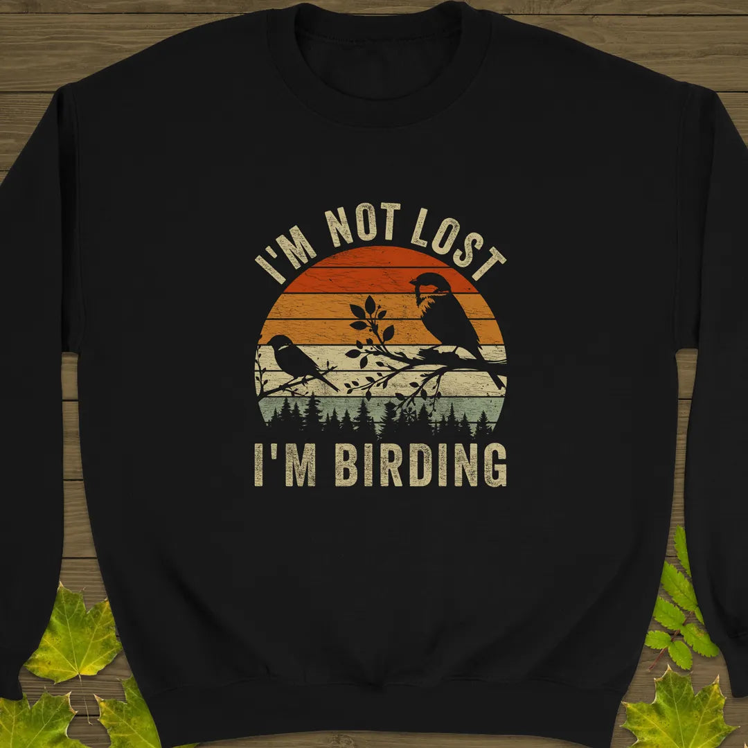 Not Lost, Birding Crewneck Sweatshirt Black