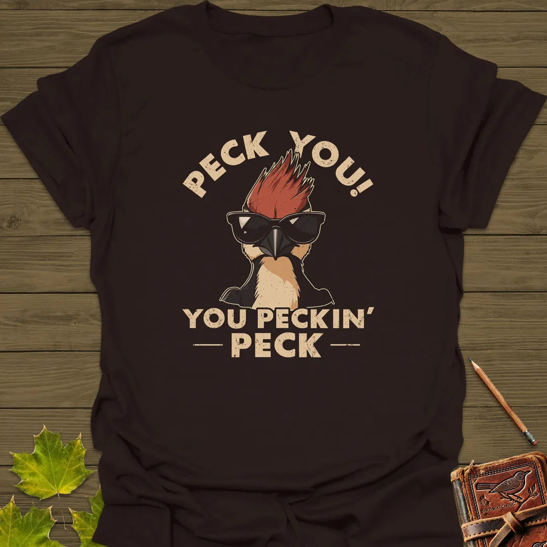 Peck You! Woodpecker T-Shirt Dark Chocolate
