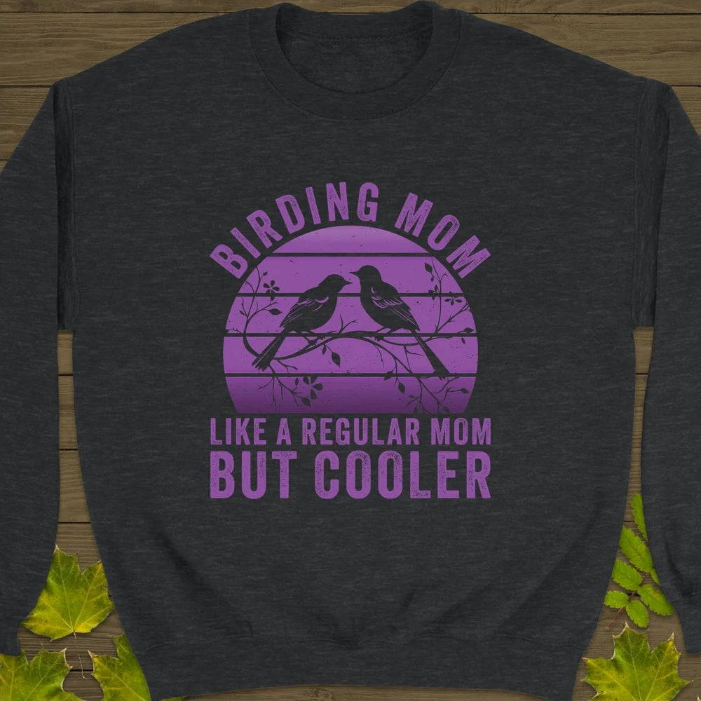 Cool Birding Mom Crewneck Sweatshirt Dark Heather