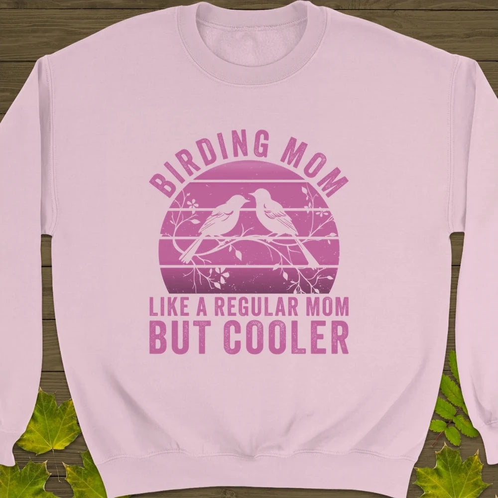 Cool Birding Mom Crewneck Sweatshirt Light Pink