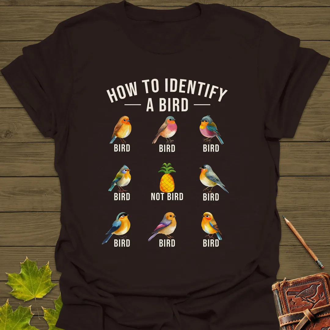 Identify A Bird T-Shirt Dark Chocolate