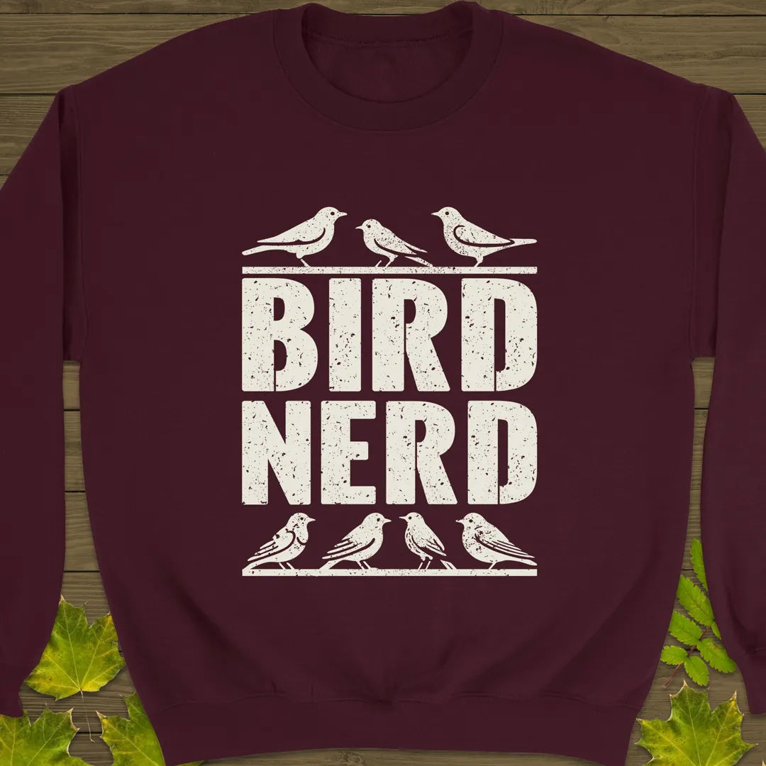 Bird Nerd Crewneck Sweatshirt Maroon