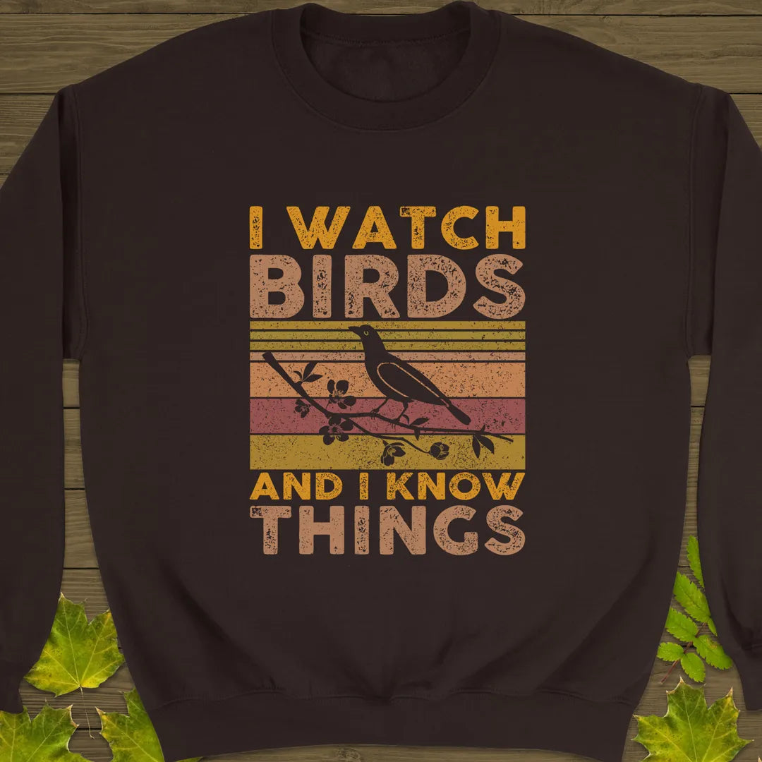 Watch Birds, Know Things Crewneck Sweatshirt Dark Chocolate