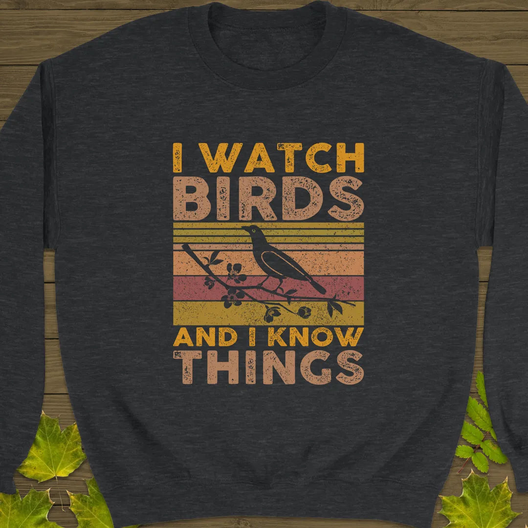 Watch Birds, Know Things Crewneck Sweatshirt Dark Heather