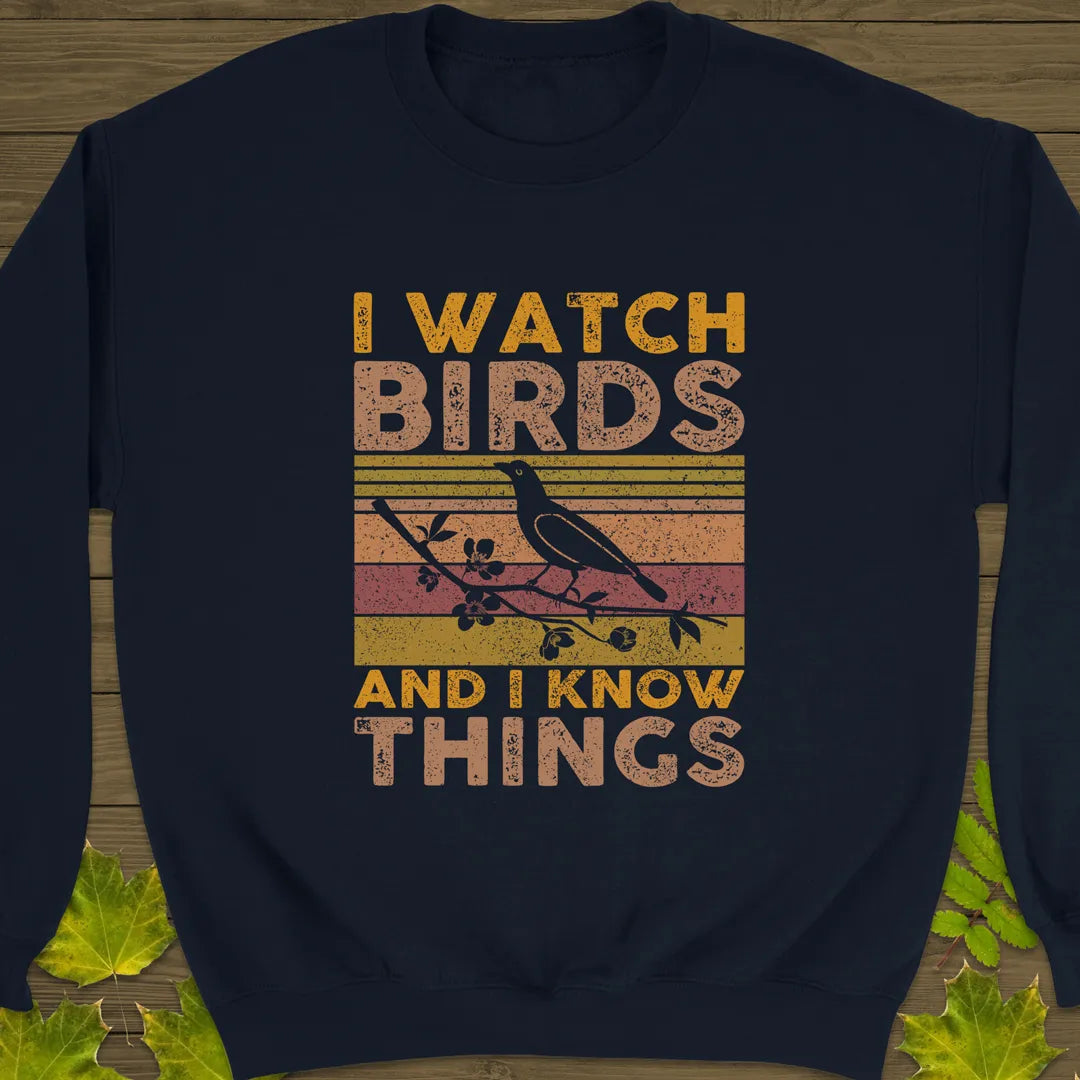 Watch Birds, Know Things Crewneck Sweatshirt Navy
