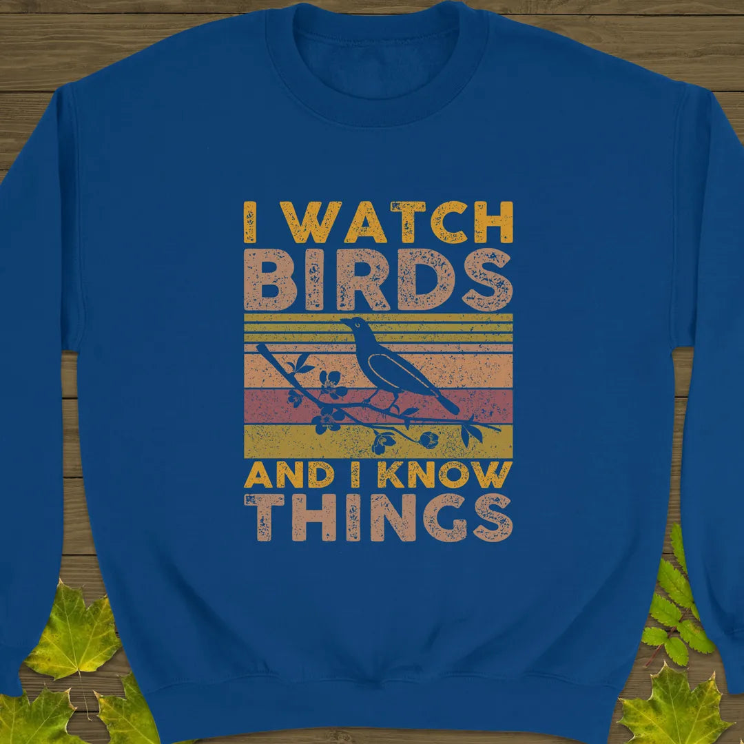 Watch Birds, Know Things Crewneck Sweatshirt Royal