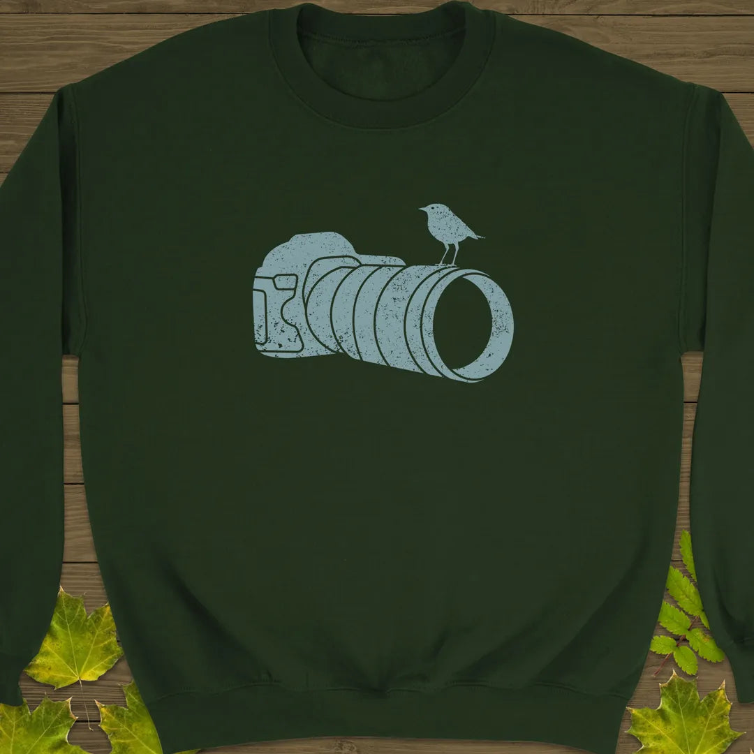 Retro Bird Photography Crewneck Sweatshirt Forest Green