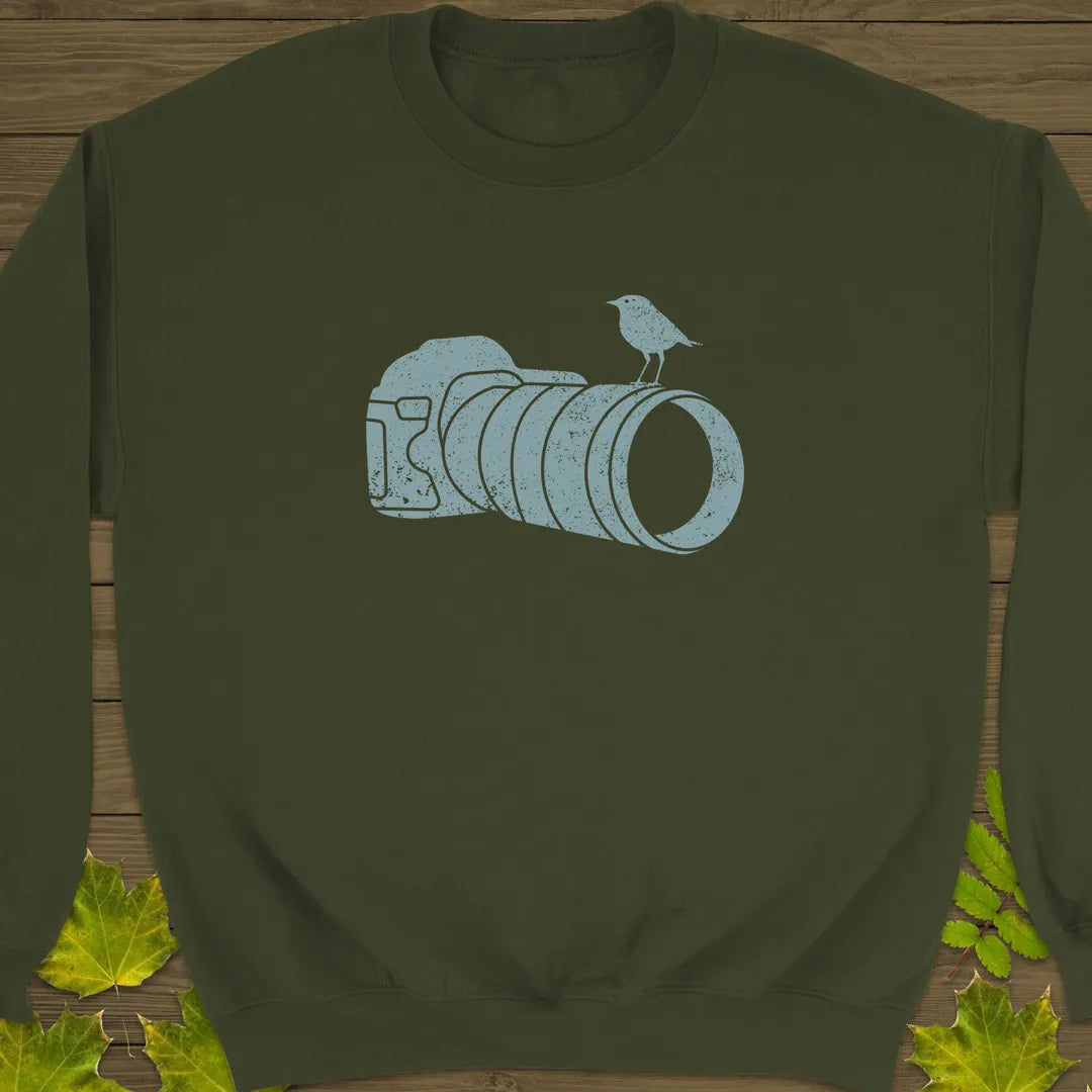 Retro Bird Photography Crewneck Sweatshirt Military Green