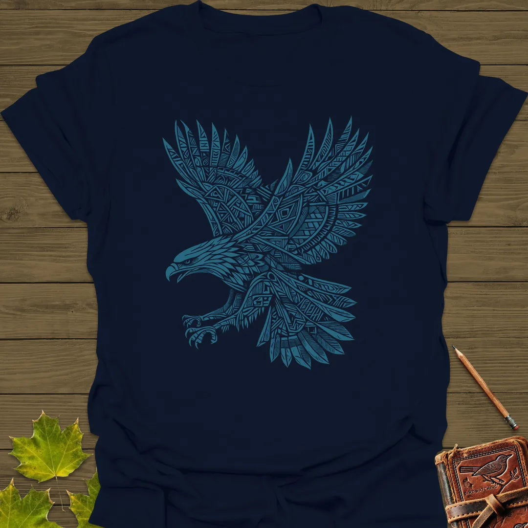 Artistic Wings Tribal Eagle T-Shirt Navy