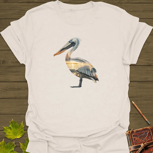 Pelican Sunset Silhouette T-Shirt Natural