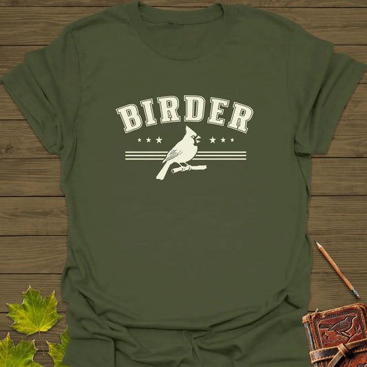 Retro Birder Logo T-Shirt Military Green