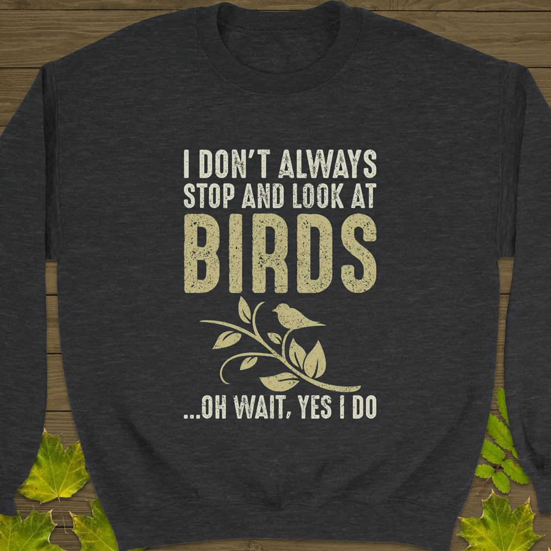 Stop For Birds Crewneck Sweatshirt Dark Heather