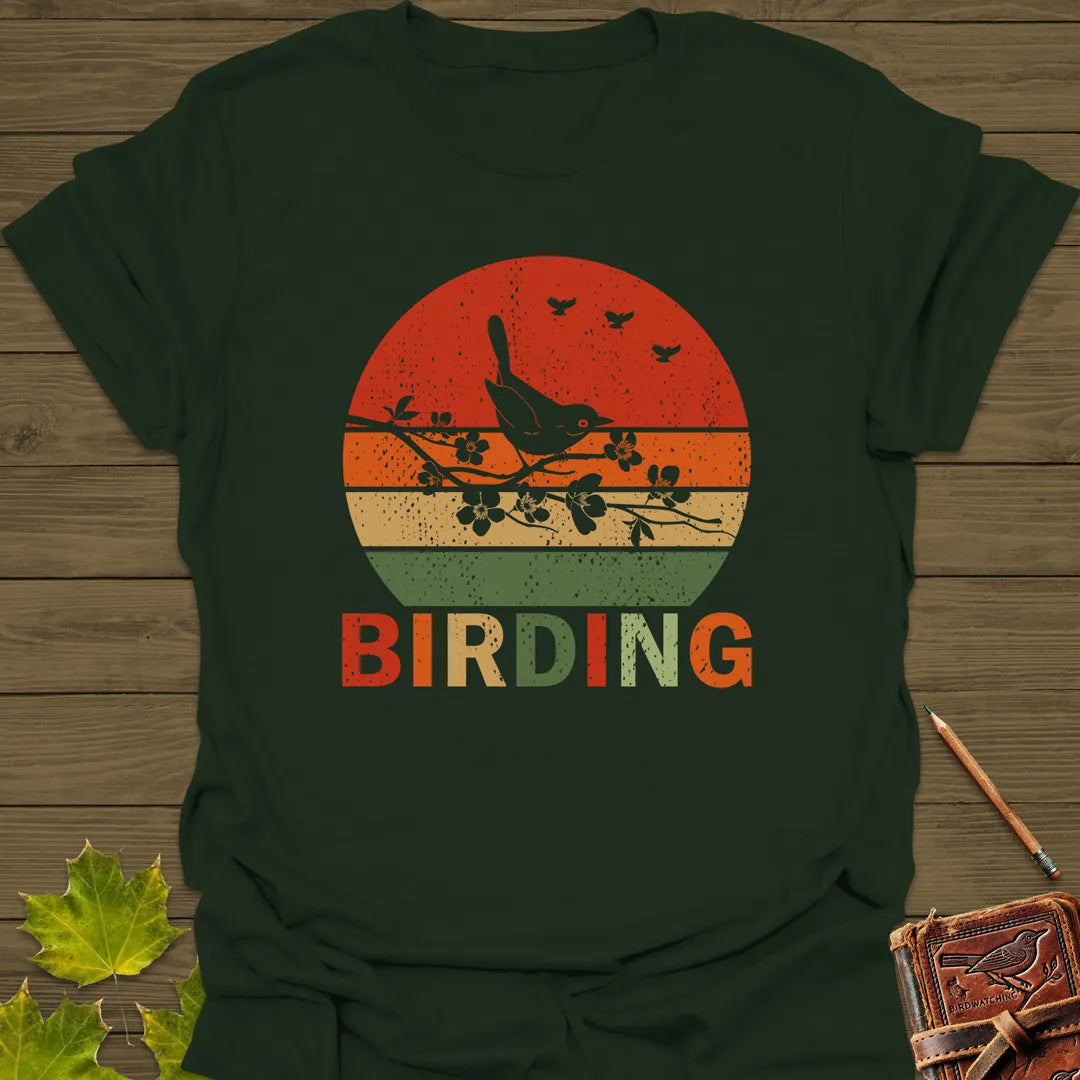 Birding Sunset T-Shirt Forest Green