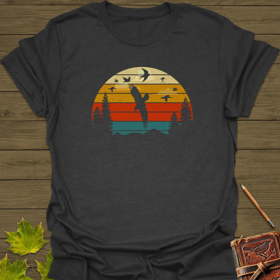 Retro Bird Sunset T-Shirt Dark Heather