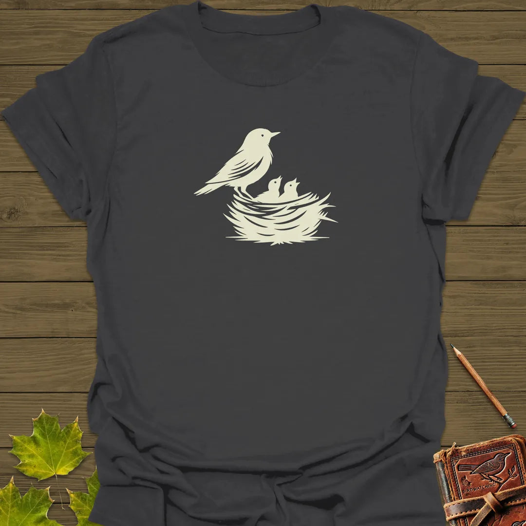 Bird and Nest T-Shirt Charcoal