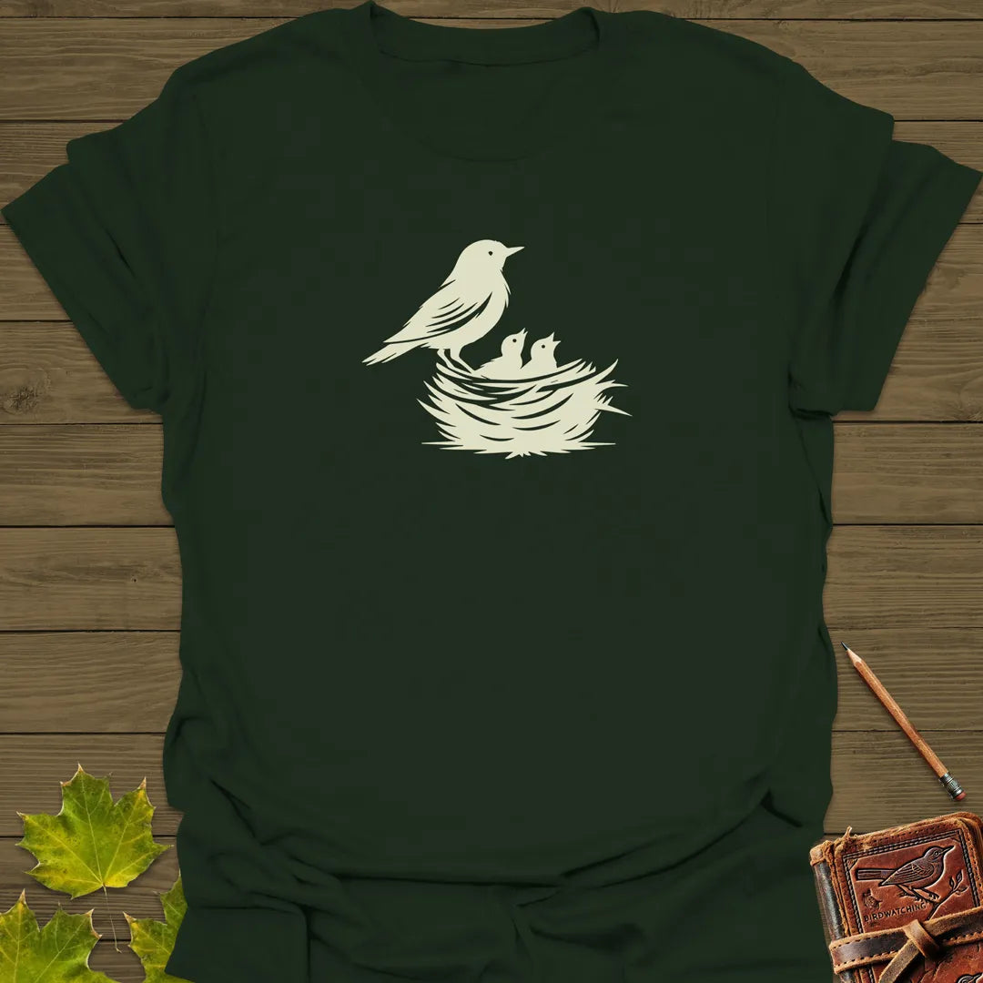 Bird and Nest T-Shirt Forest Green
