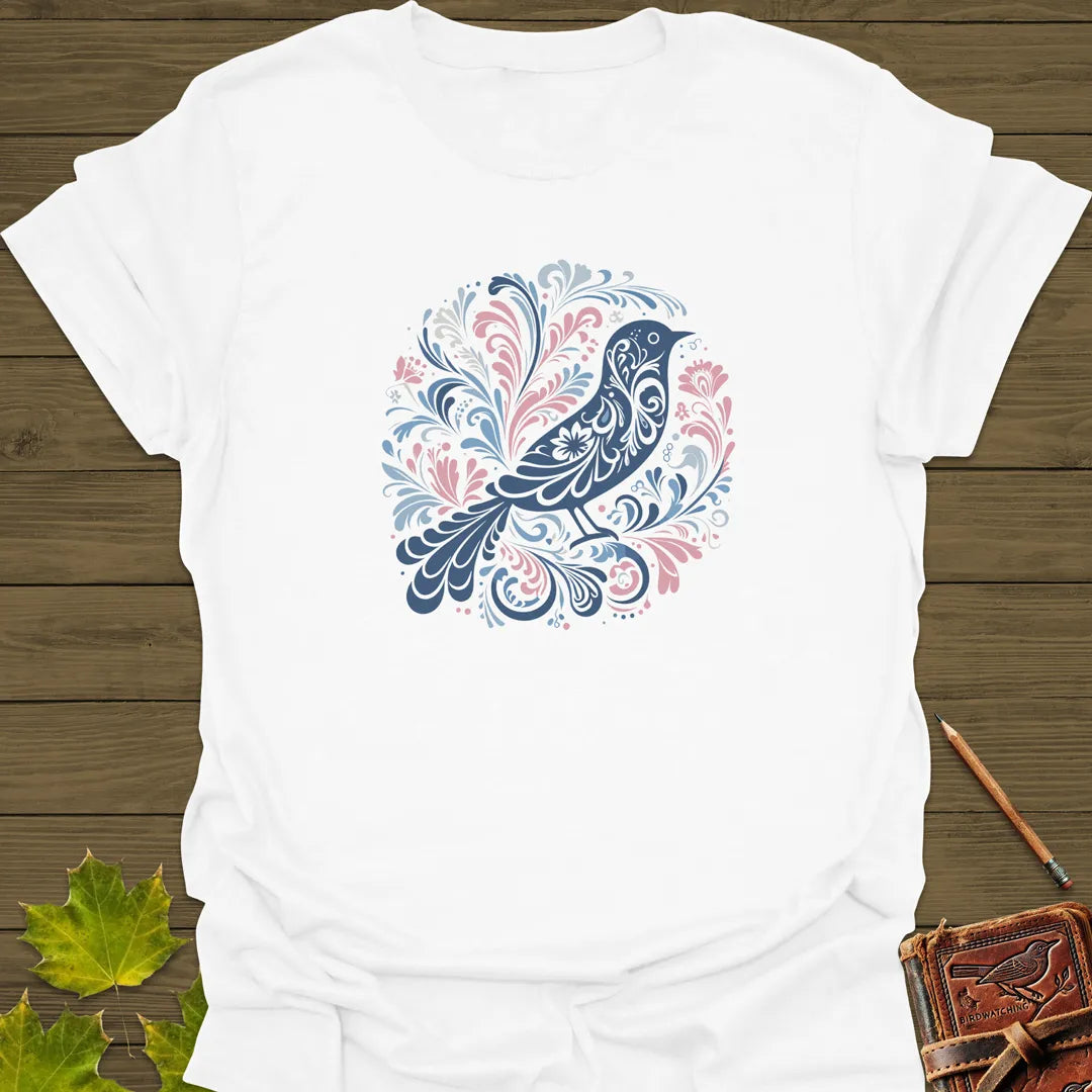 Artful Wings Floral Bird T-Shirt White