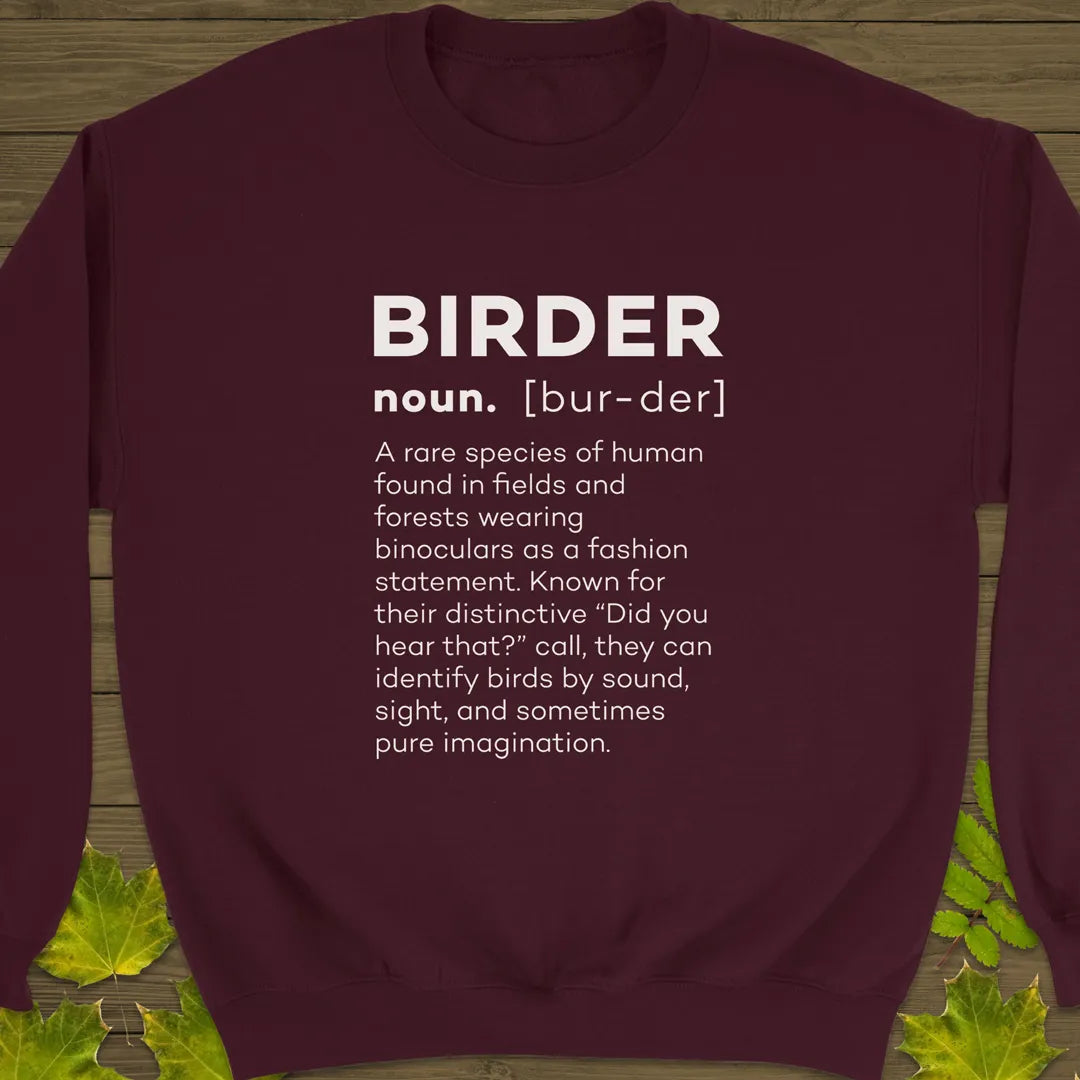 Birder Definition Crewneck Sweatshirt Maroon