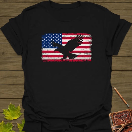 Freedom Soars Eagle Flag T-Shirt Black