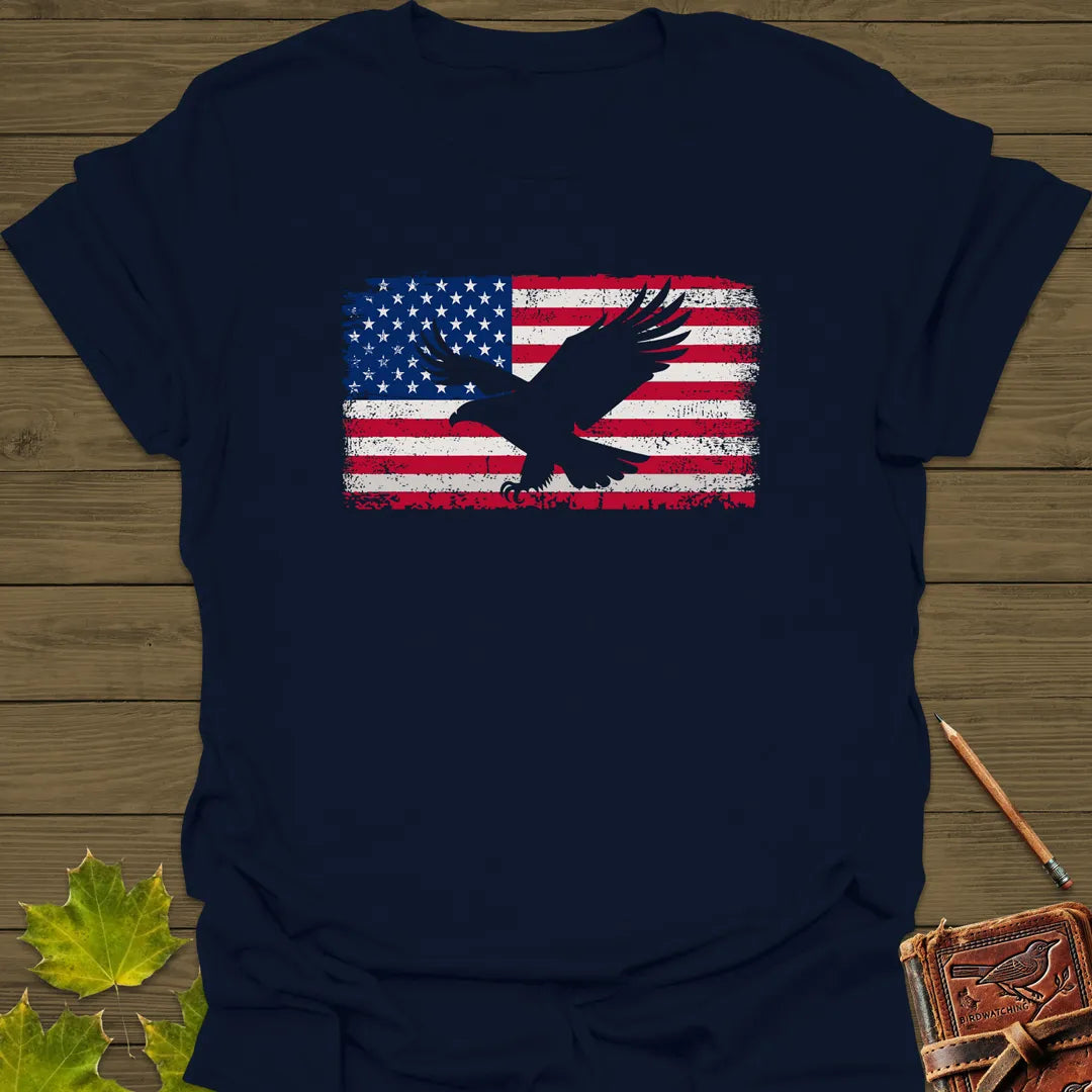 Freedom Soars Eagle Flag T-Shirt Navy
