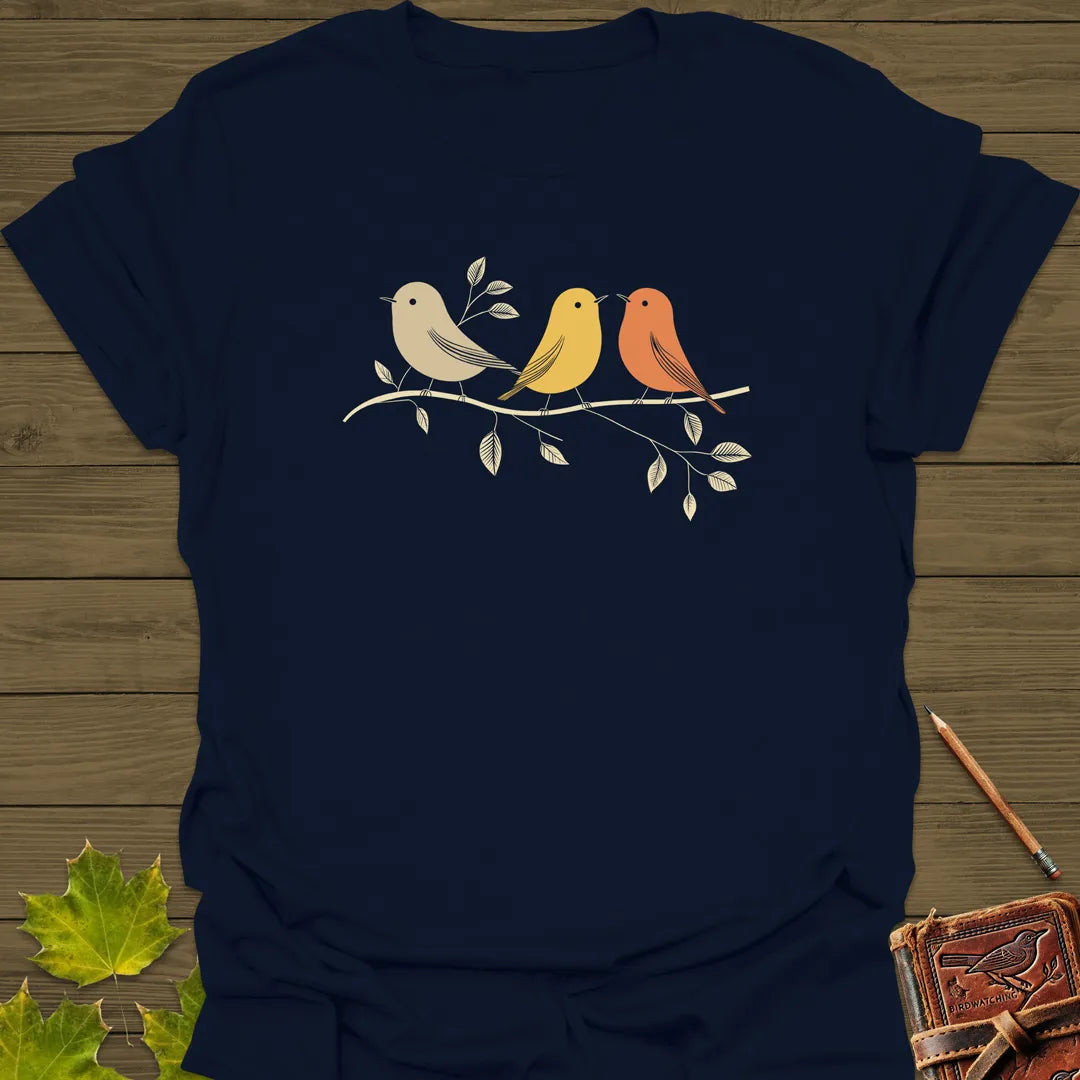 Branch Buddies Bird Art T-Shirt Navy