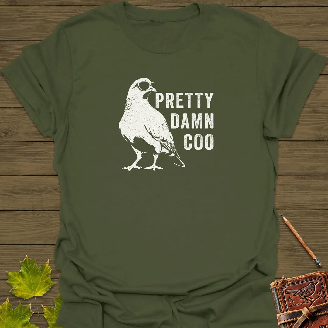 Pretty Damn Coo Pigeon T-Shirt Military Green