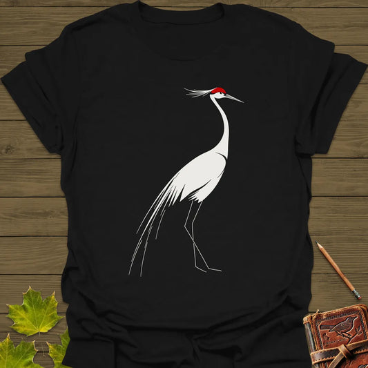 Elegant Lines Crane T-Shirt Black