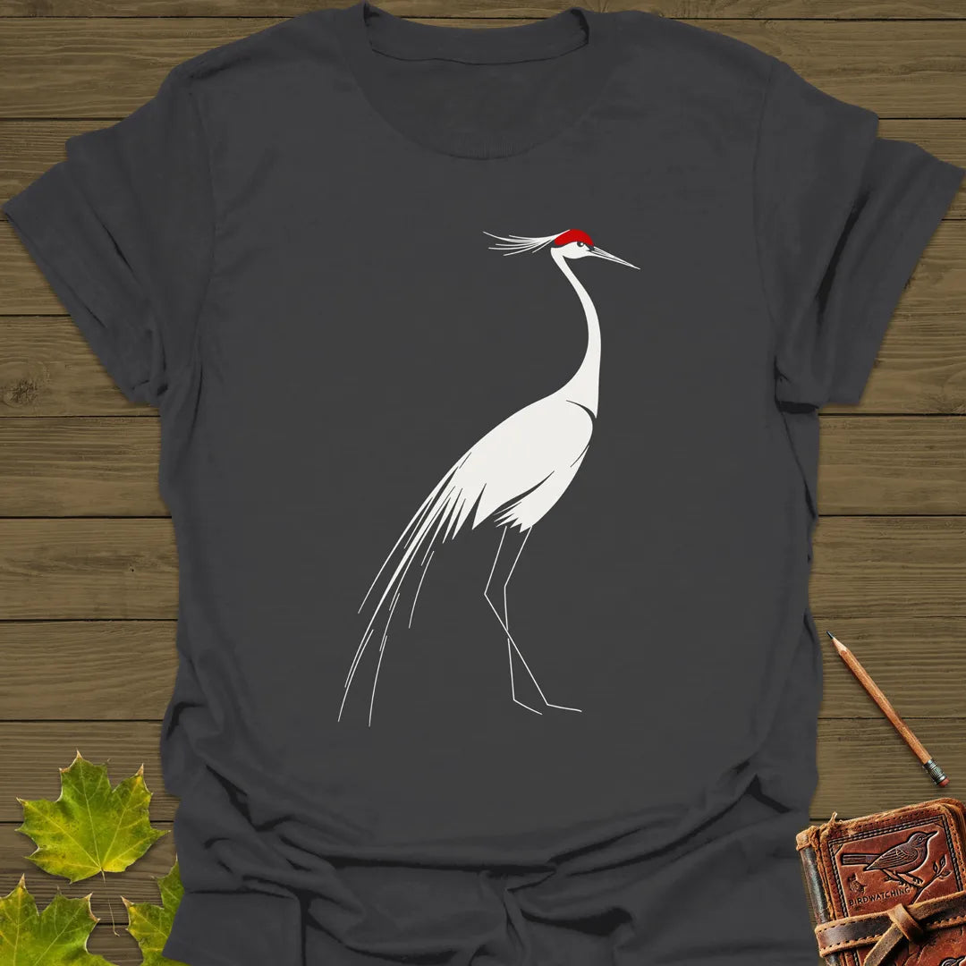 Elegant Lines Crane T-Shirt Charcoal