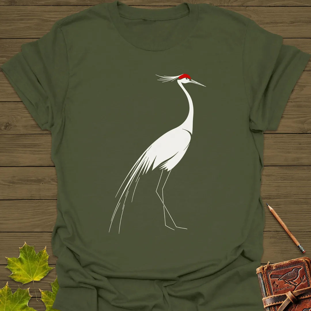 Elegant Lines Crane T-Shirt Military Green
