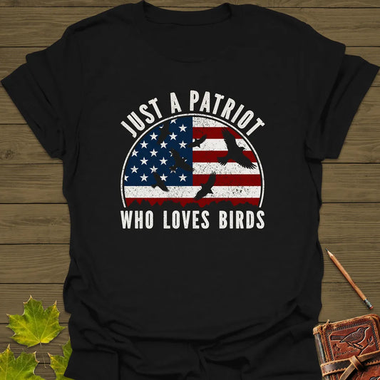 Patriot Who Loves Birds T-Shirt Black