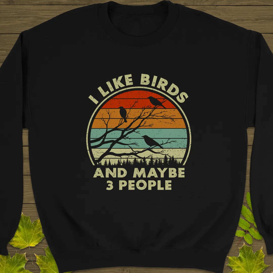 I Like Birds Crewneck Sweatshirt Black